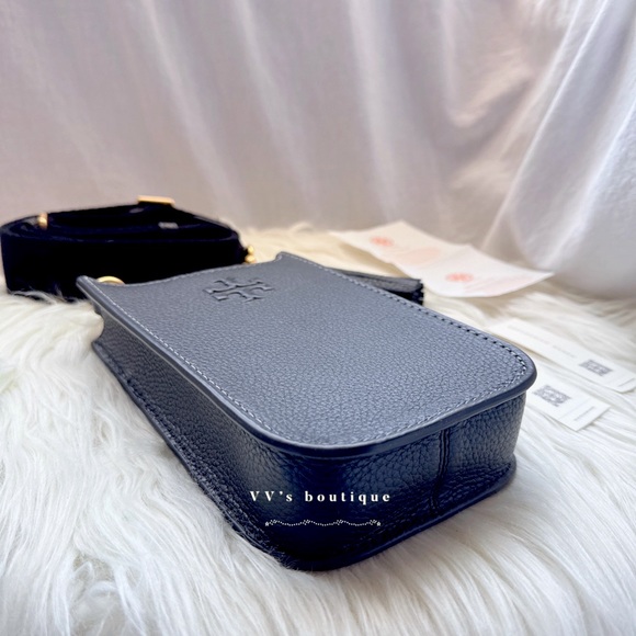 NWT Tory Burch Thea Cellphone Smartphone Pebble Leather Crossbody Black … - Picture 3 of 8